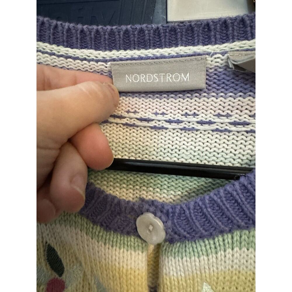 Vintage Nordstrom Garden Flowers Seeds Plants Cardigan Sweater Medium - Picture 3 of 7